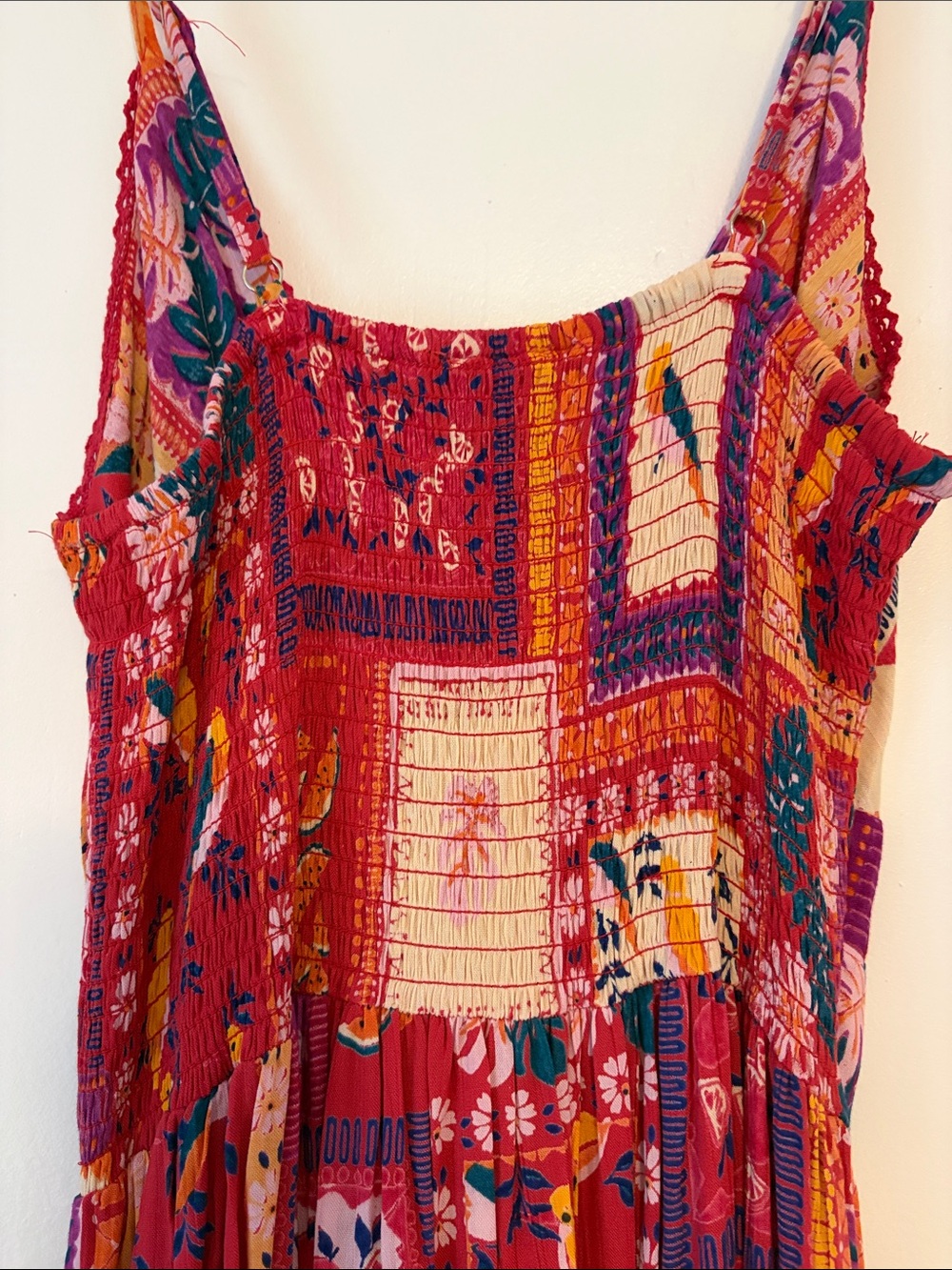 NWOT Angie Red Patchwork Boho Maxi Dress - Picture 6 of 6